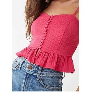 FOREVER 21 Pink Cropped Ruffle Top Size L